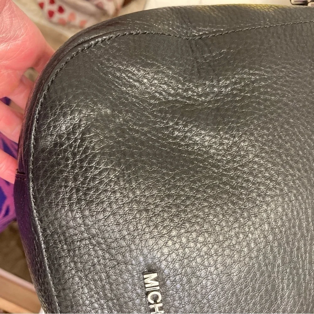 Michael kors soft black pebbled leather two way top handle crossbody bag